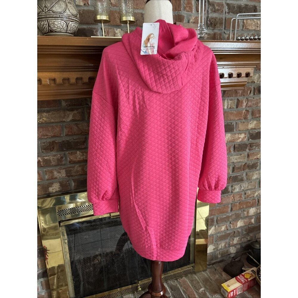 pretty garden Pink Long Hoodie Waffle Material Size Medium NWT - Picture 3 of 7